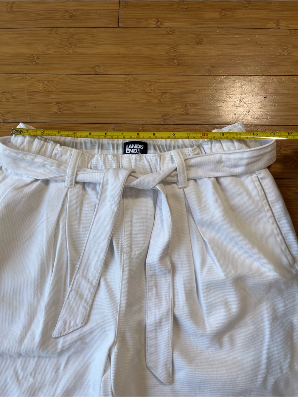 Lands' End White Wide-Leg Belted Paperbag Waist Pants - Picture 4 of 9